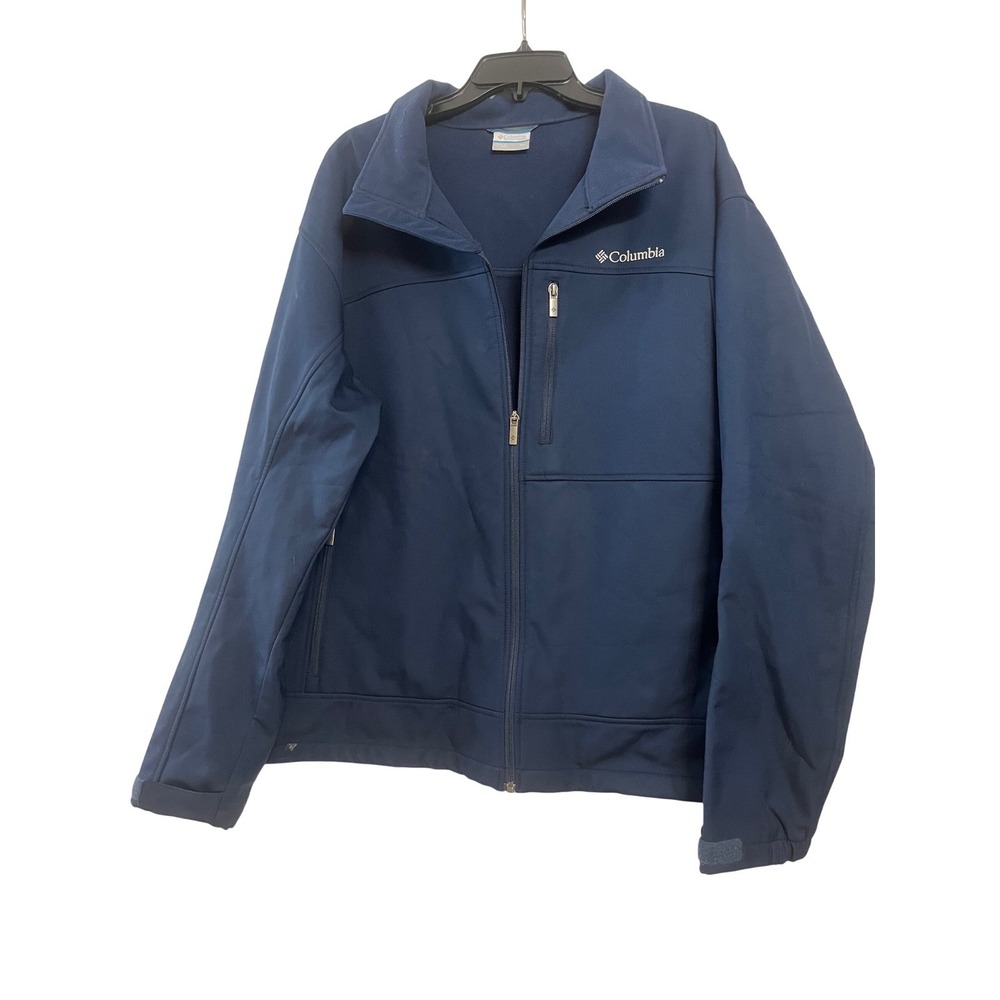 Columbia Mens XXL Navy Blue Softshell Full‎ Zip Jacket Fleece Lined Windbreaker